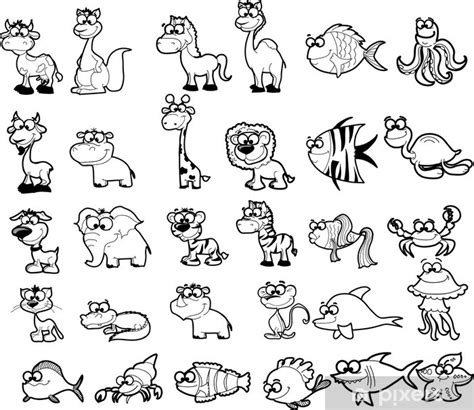 Ver más ideas sobre dibujos, disenos de unas, dibujos blanco y negro. Fotomural Un gran conjunto de animales en blanco y negro ...