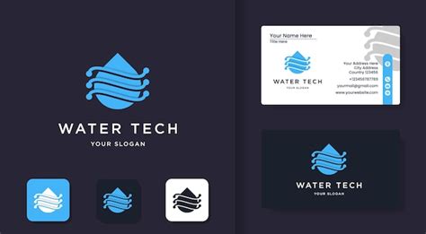 Premium Vector Water Tech Logo Template And Business Card Design