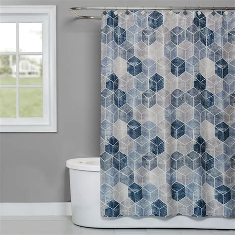 Skl Home Cubes Fabric Shower Curtain Blue 70 X 72