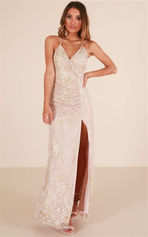 At A Crossroad Maxi Dress In Gold Showpo Prom Party Dresses Ball