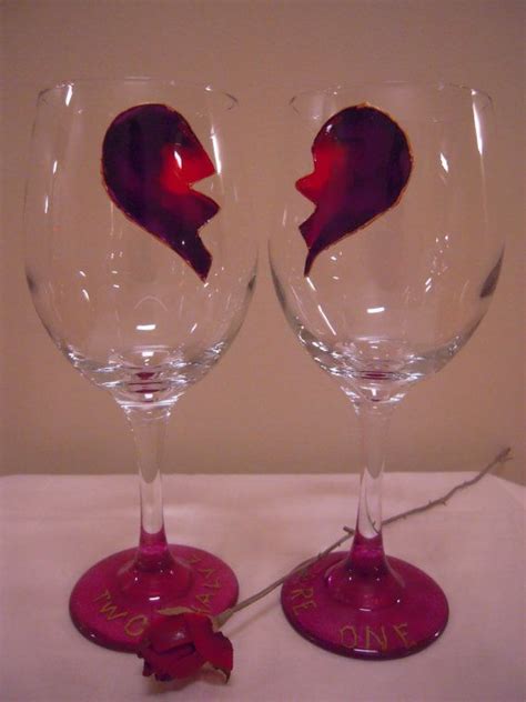 Set Of 2 Hand Painted Valentine Wine Glasses Etsy Painted Wine Glasses Hand Painted Wine