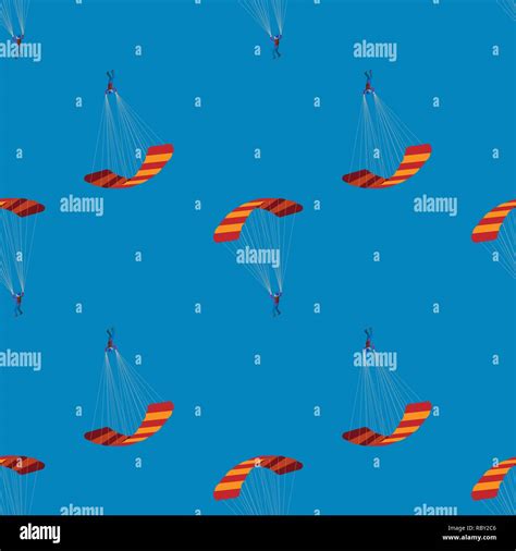 Seamless Pattern Skydiver Flying With Parachute Skydiving
