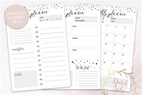 Printable Planner Pack Day Week Month Schedule Dots 209304