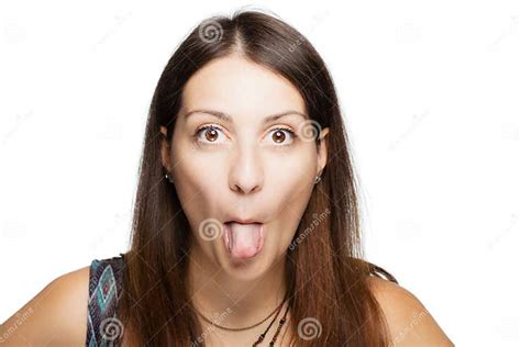 Girl Thristing Her Tongue Stock Image Image Of Beauty 111215573