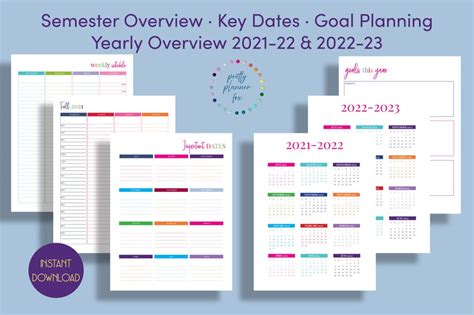 Academic Planner 2021 2022 Printable Letter Monthly Weekly Etsy