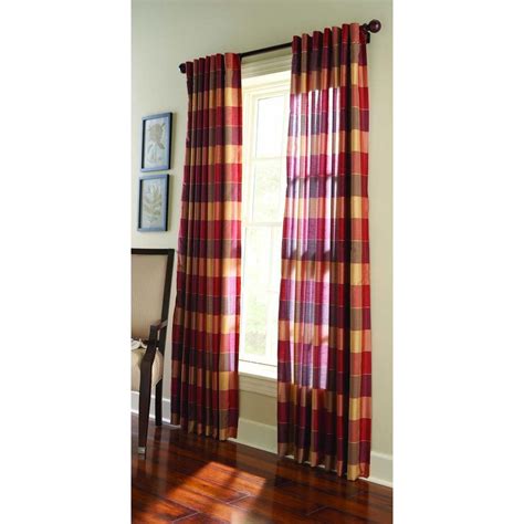 Martha Stewart Living Semi Opaque Miso Merlot Faux Silk Plaid Curtain