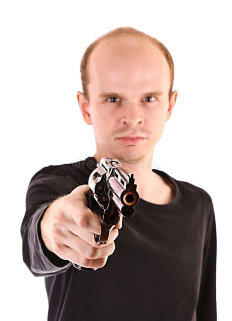 Young Angry Man Aiming With Gun Stock Image Image Of Danger Criminal