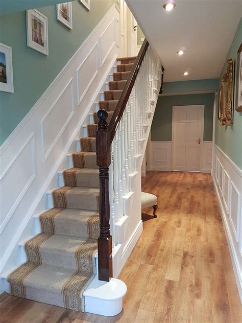 You may like to see hallway storage ideas. Staircase updated | Staircase wall lighting, Wall texture ...