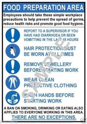 HEALTH SAFETY X A LAMINATED COMMERCIAL KITCHEN SIGNS FOOD PERSONAL HYGIENE Buy Online In