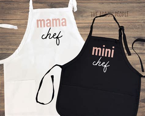 Mamá Chef Mini Chef Juego De Apron A Juego Apron De Niño A Etsy