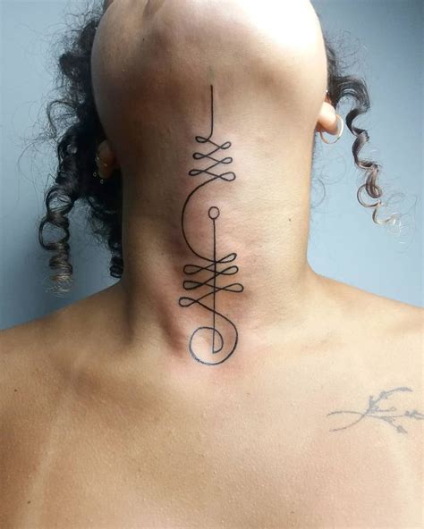 Adorable Linework Tattoo On Front Neck Blurmark