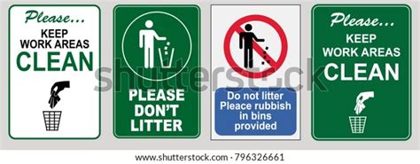 Set Clean Sticker Sign Plant Site Stock Vector Royalty Free 796326661