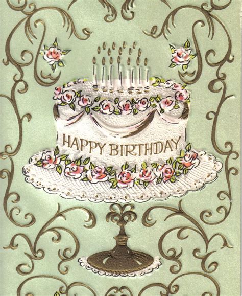 Vintage Happy Birthday Cake Retro Birthday Cake Instant Digital Download Etsy