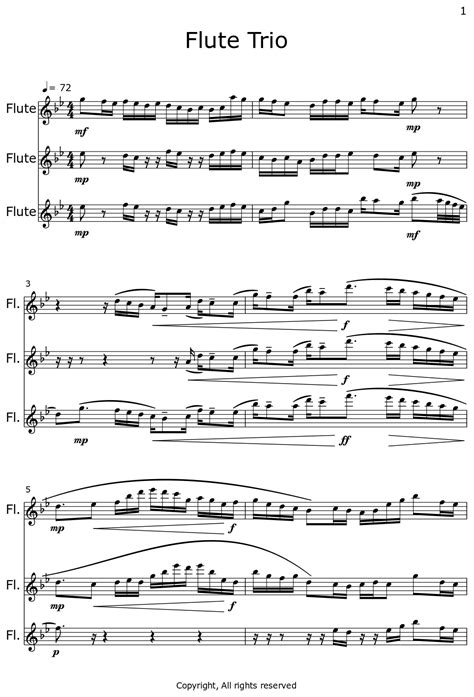 Flute Trio Sheet Music For Flute