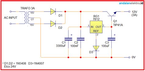 Skema Rangkaian Power Supply Regulator V A CT Dan Simetris Sederhana Teknisi Service AC Batam