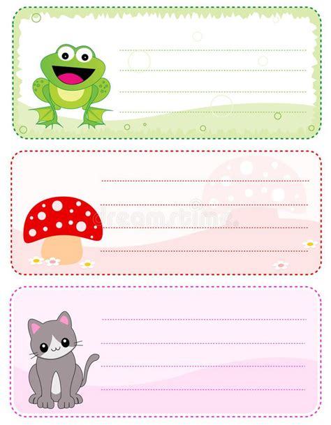 Cute Printable Name Tags Name Cards For Kids Illustration Isolated On White