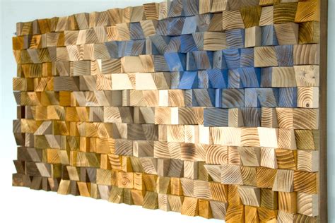 Reclaimed Wood Wall Art Wood Mosaic Geometric Art Wood Wall Art