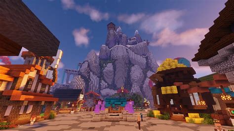 1080p Free Download The Hypixel Hub With Shaders Sky Block Hd