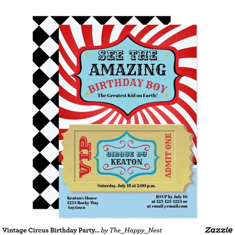 vintage circus birthday party invitations these personalized birthday party invitations will