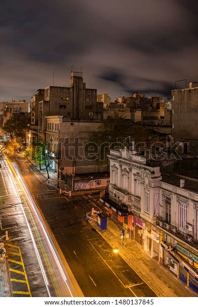 Montevideo Downtown Street Night Shot Stock Photo Edit Now 1480137845