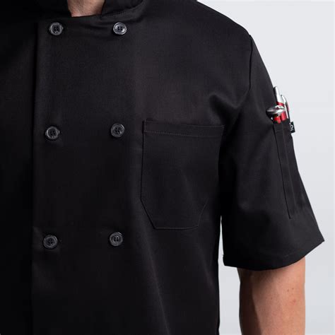 Unisex Modern Short Sleeve Essential Lightweight Plastic Button Chef Coat Cw4456 Chefwear