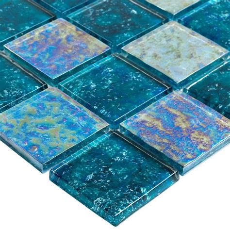 Laguna Iridescent Aquamarine 2x2 Polished Glass Tile Glass Pool Tile Glass Tile Pool Tile