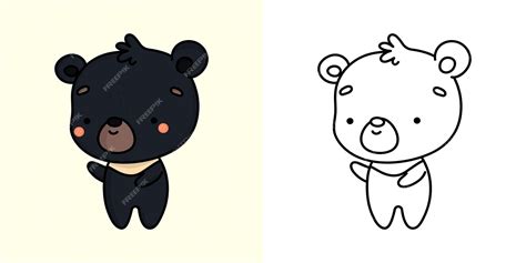 Cute Clipart Himalayan Bear Ilustración Y Para Colorear Página