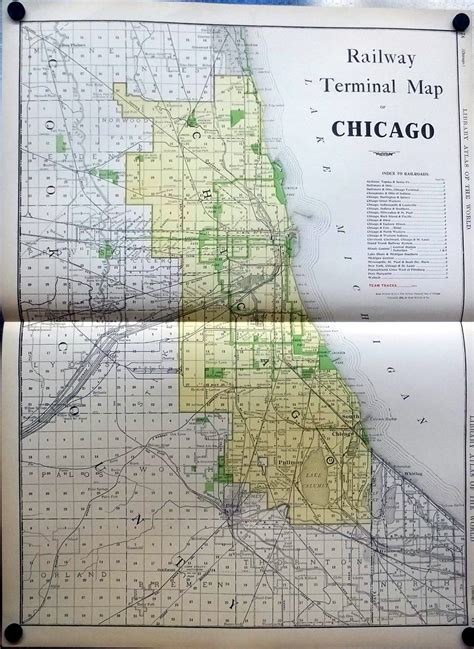 Railway Terminal Map Of Chicago 1912 Rand Mcnally Color Map With Railroads