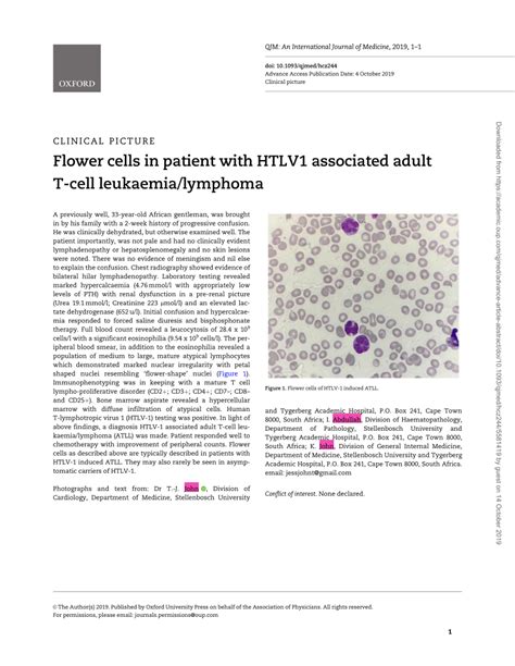 Pdf Flower Cells In Patient With Htlv1 Associated Adult T Cell