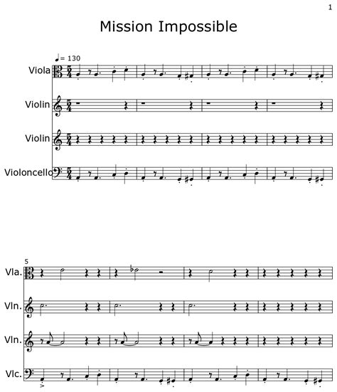 Mission Impossible Sheet Music For Viola Violin Cello