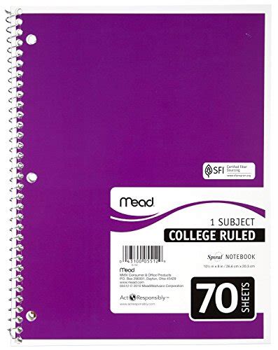Mead 05512 Spiral Notebook College Ruled 75 X 105 70 Sheets 1