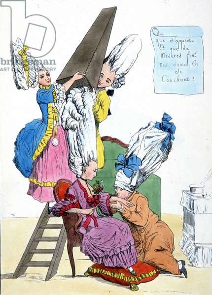 image of cartoon on fashion and hairstyle in the 18th century by french school 18th century