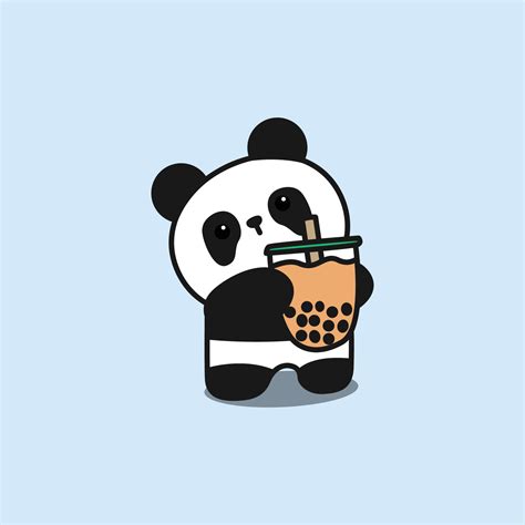 Cute Panda With Bubble Tea Cartoon Vector Illustration 6936407 Vector
