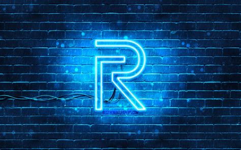 Download Wallpapers Realme Blue Logo 4k Blue Brickwall Realme Logo