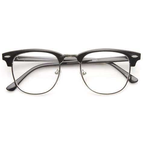 classic half frame semi rimless clear lens horn rimmed eyeglasses wayfarer glasses glasses