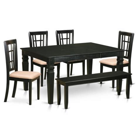 East West Furniture Weston 6 Piece Wood Table And Dining Chairs In