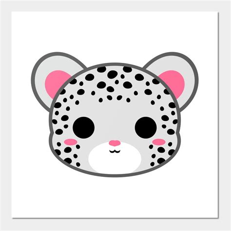 A White And Black Spotted Animal With Pink Ears On Its Head Sitting