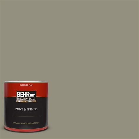 Behr Premium Plus 1 Qt N350 5 Muted Sage Flat Exterior Paint And Primer