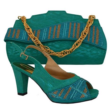 African Women Shoes And Bag Set For Party Italy New Design Pumps With Stone Set Best Selling
