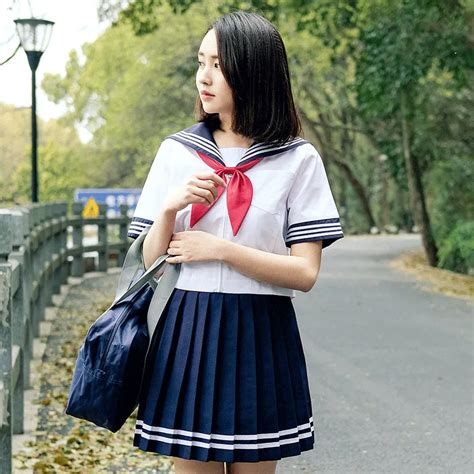 Japanese High School Uniforms Jk Class Navy Sailor 3 Pcs Set Short