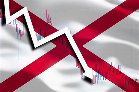 Alabama Us State Background With Waving Flag White Arrow And Stocks