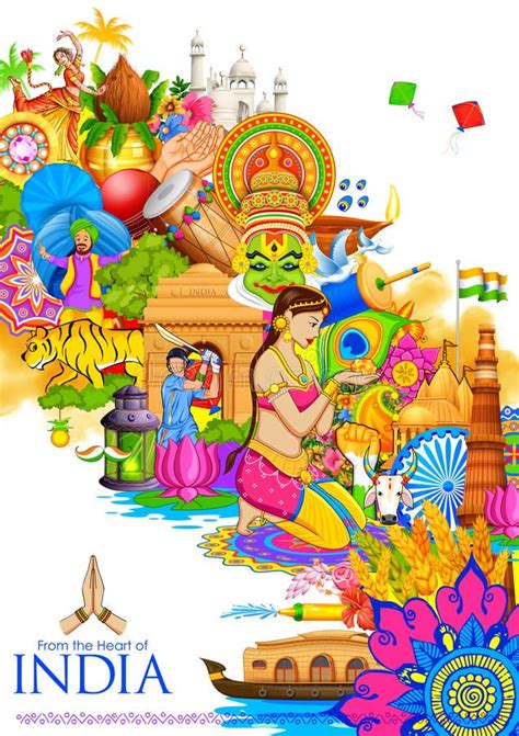India Background Showing Its Culture And Diversity Stock Illustration India Painting