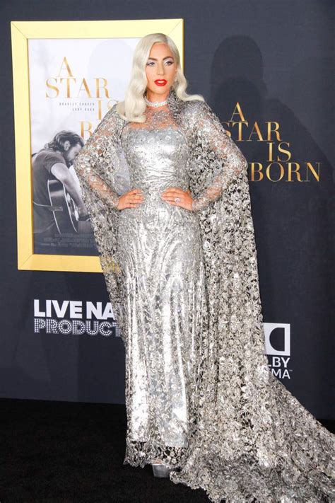 A Star Is Born Lady Gaga Shimmers In Silver Givenchy Gown At Hollywood Premiere The
