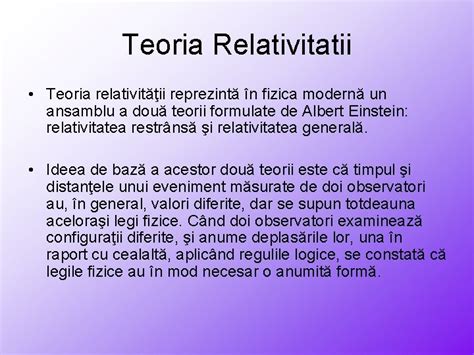 Teoria Relativitatii Albert Einstein Mihai Adrian Clasa A