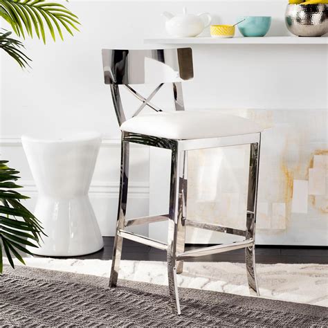 10 rustic natural cross back chair monthly special $114.00. Safavieh Zoey 26.5 in. Stainless Steel Cross Back Counter Stool in White-FOX2035B - The Home Depot