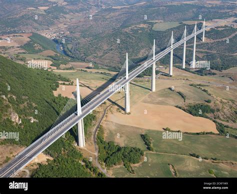 Aerial View Millau Viaduct At 336 Meters Above The Tarn River It Is
