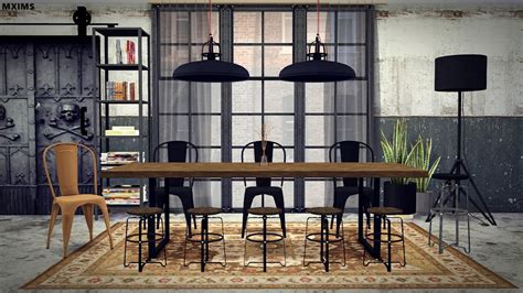 Sims 4 Ccs The Best Industrial Dining Room Set By Mxims