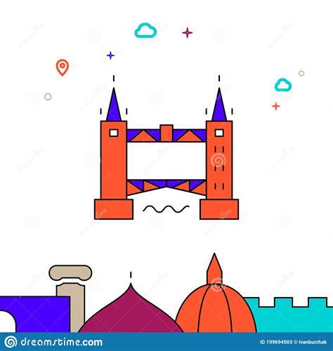 Tower Bridge London Filled Line Icon Simple Illustration Stock Vector