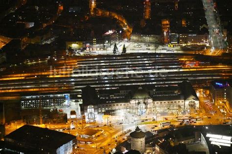 Nürnberg Bei Nacht Aus Der Vogelperspektive Nachtluftbild Hauptbahnhof
