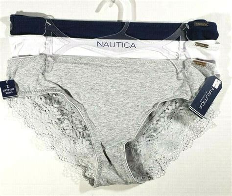 Nautica Intimates Super Soft Bikinis With Lace Underwear 3pk Blue